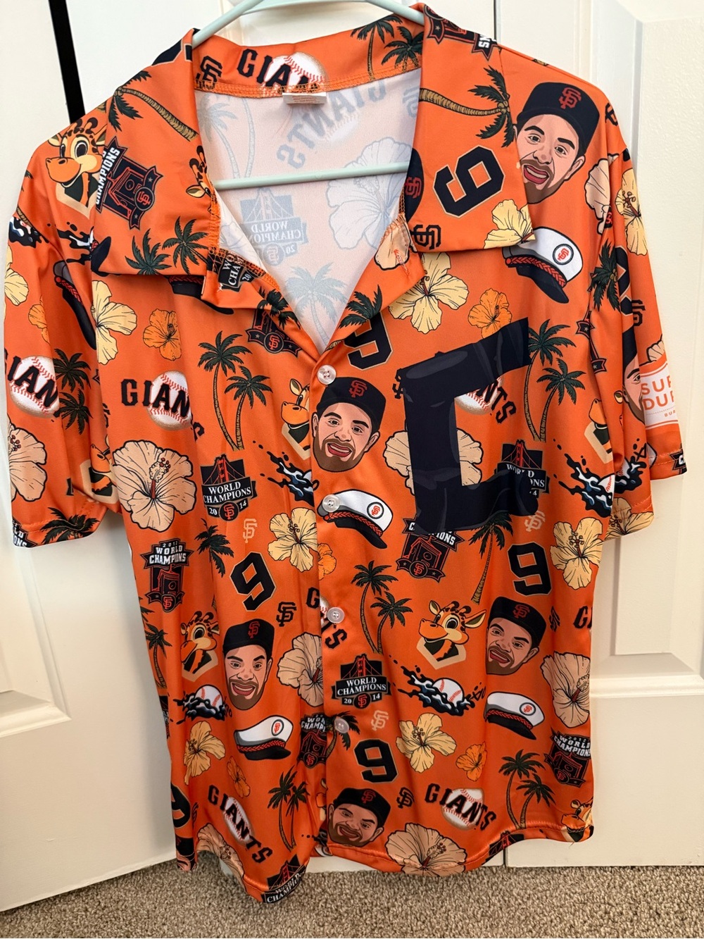 SF Giants- Orange Short-Sleeve Button Shirt